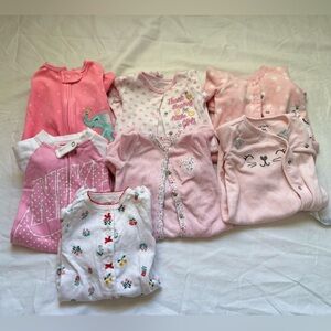 Baby girl footsie pajamas lot